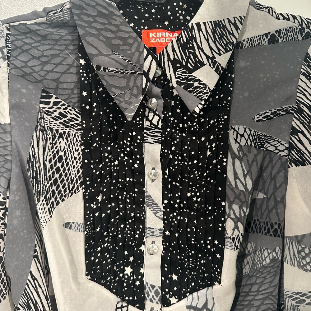 Kirna Zabete Black and Gray Star Patterned Dress - Picture 3 of 10